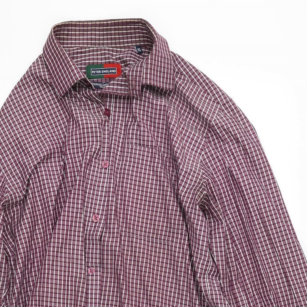 Mens UK Size L Peter England Red  Button-Up Long Sleeve Casual Shirt
