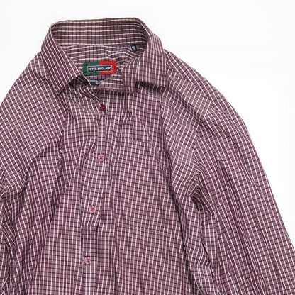 Mens UK Size L Peter England Red  Button-Up Long Sleeve Casual Shirt