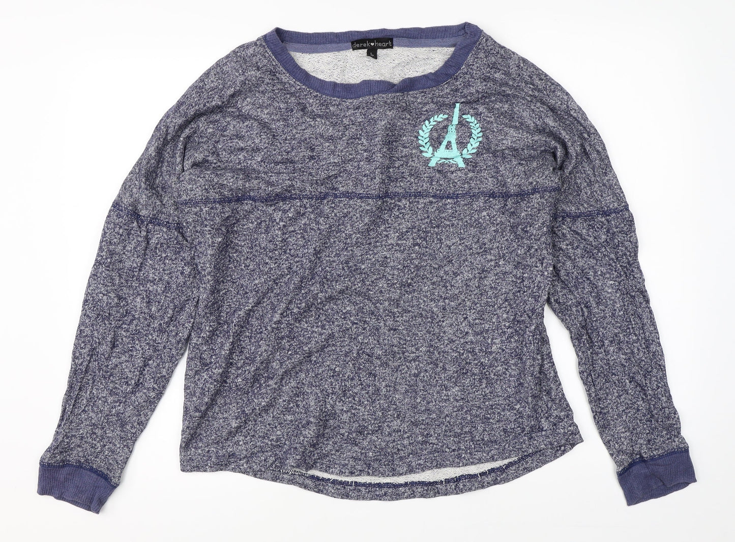 Womens UK Size L Derek Heart Blue Pullover Jumper