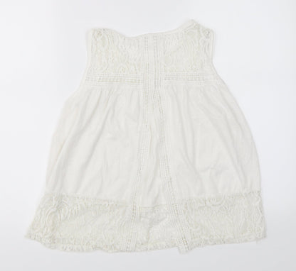 Womens UK Size M Preworn White Basic Blouse