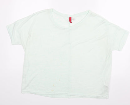 H&M Womens Green  Velour Basic Blouse Size S