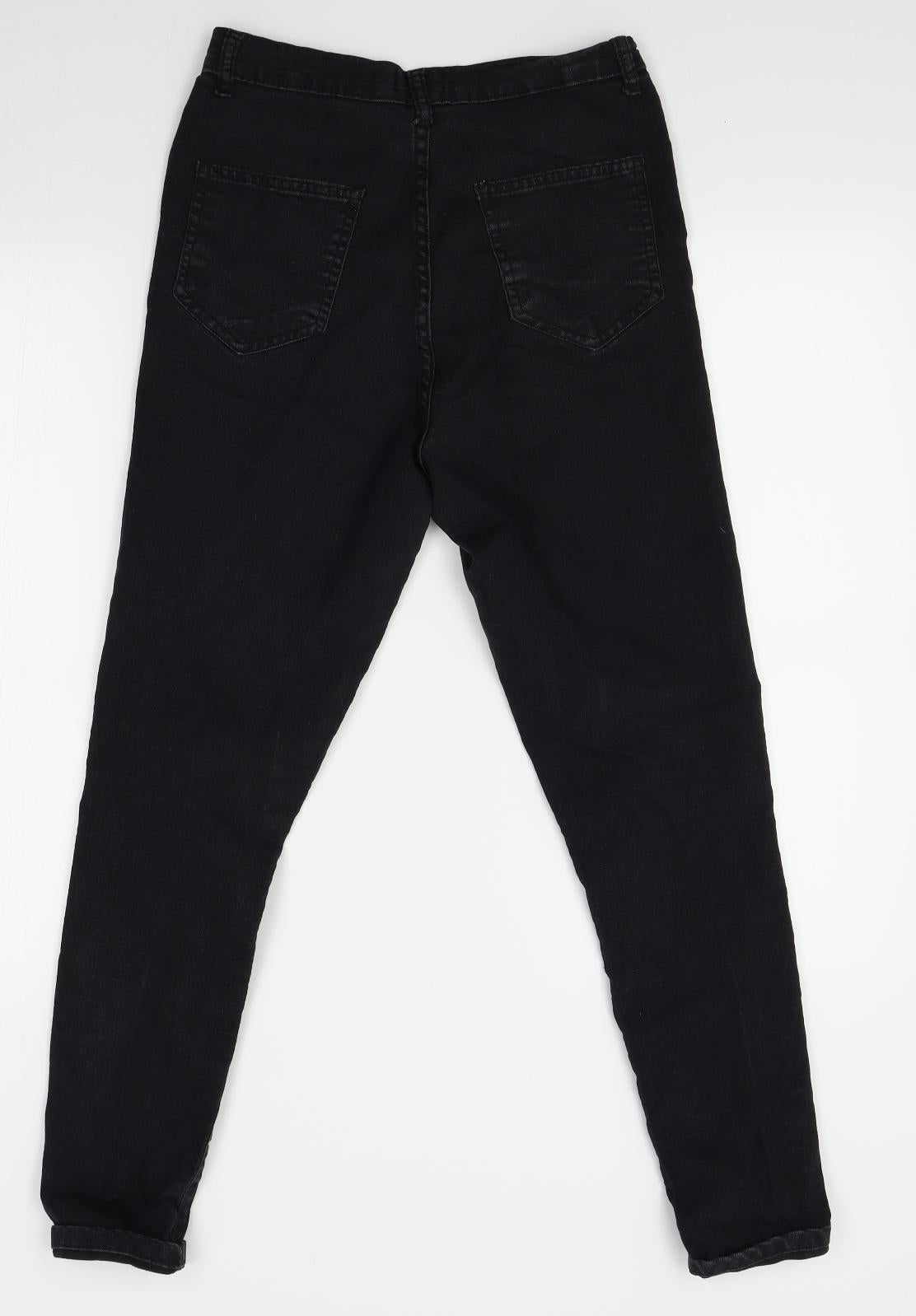 PRETTYLITTLETHING Womens Black   Straight Jeans Size 10 L25 in