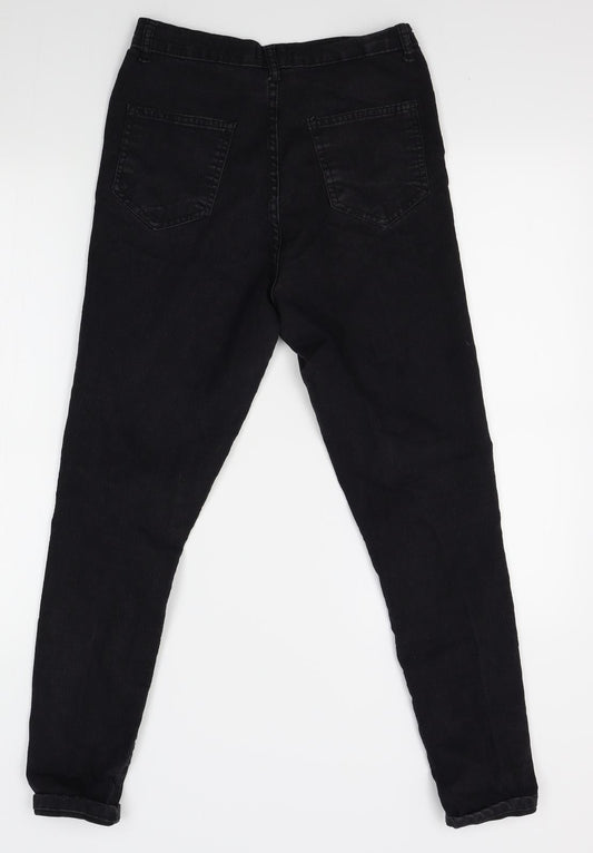 PRETTYLITTLETHING Womens Black   Straight Jeans Size 10 L25 in