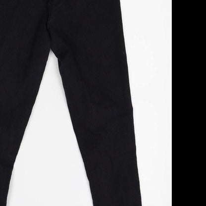 PRETTYLITTLETHING Womens Black   Straight Jeans Size 10 L25 in