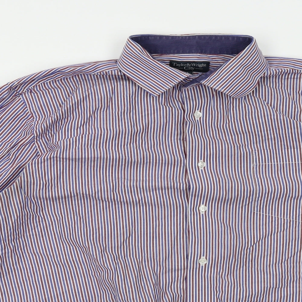Taylor & Wright Mens Blue Striped   Button-Up Size L