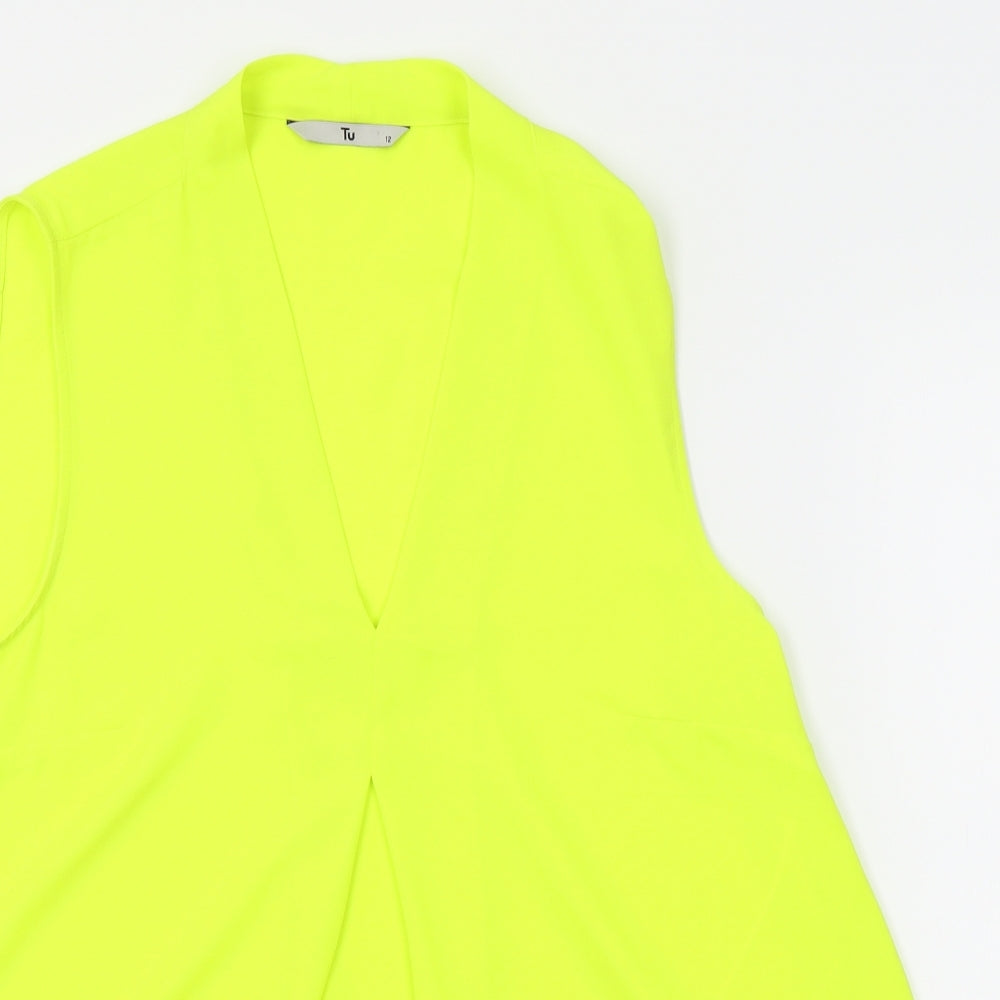 TU Womens Yellow   Basic Blouse Size 12  - iridescent