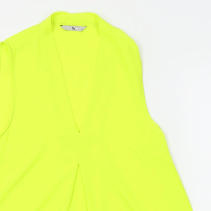 TU Womens Yellow   Basic Blouse Size 12  - iridescent