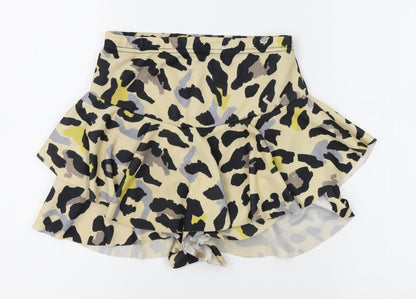 I SAW IT FIRST Womens Beige Animal Print  Wrap Shorts Size 8 - skirt look