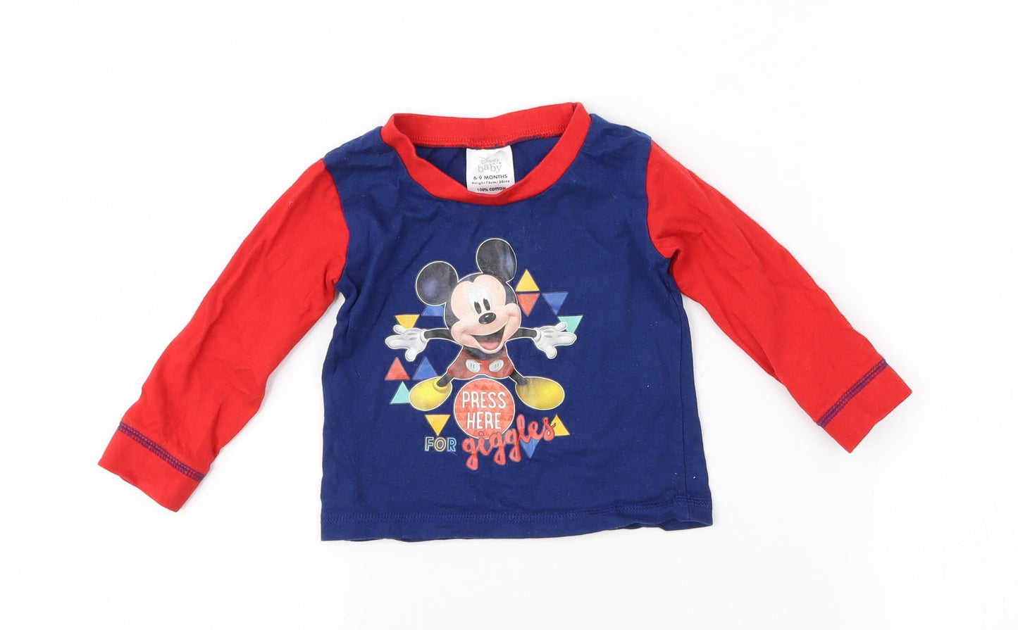 Disney Baby Boys Blue   Pullover T-Shirt Size 6-9 Months  - Mickey Mouse