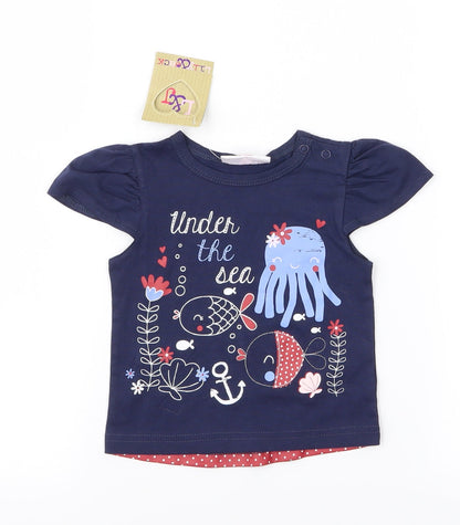 Lily & Jack Girls Blue Animal Print  Pullover Blouse Size 6-9 Months  - Under the Sea