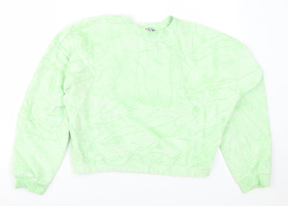 H&M Womens Green  Corduroy Pullover Sweatshirt Size M