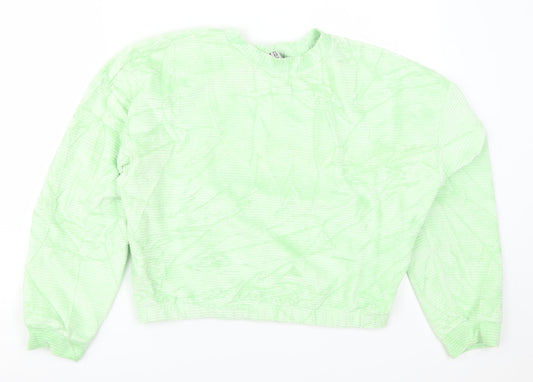 H&M Womens Green  Corduroy Pullover Sweatshirt Size M