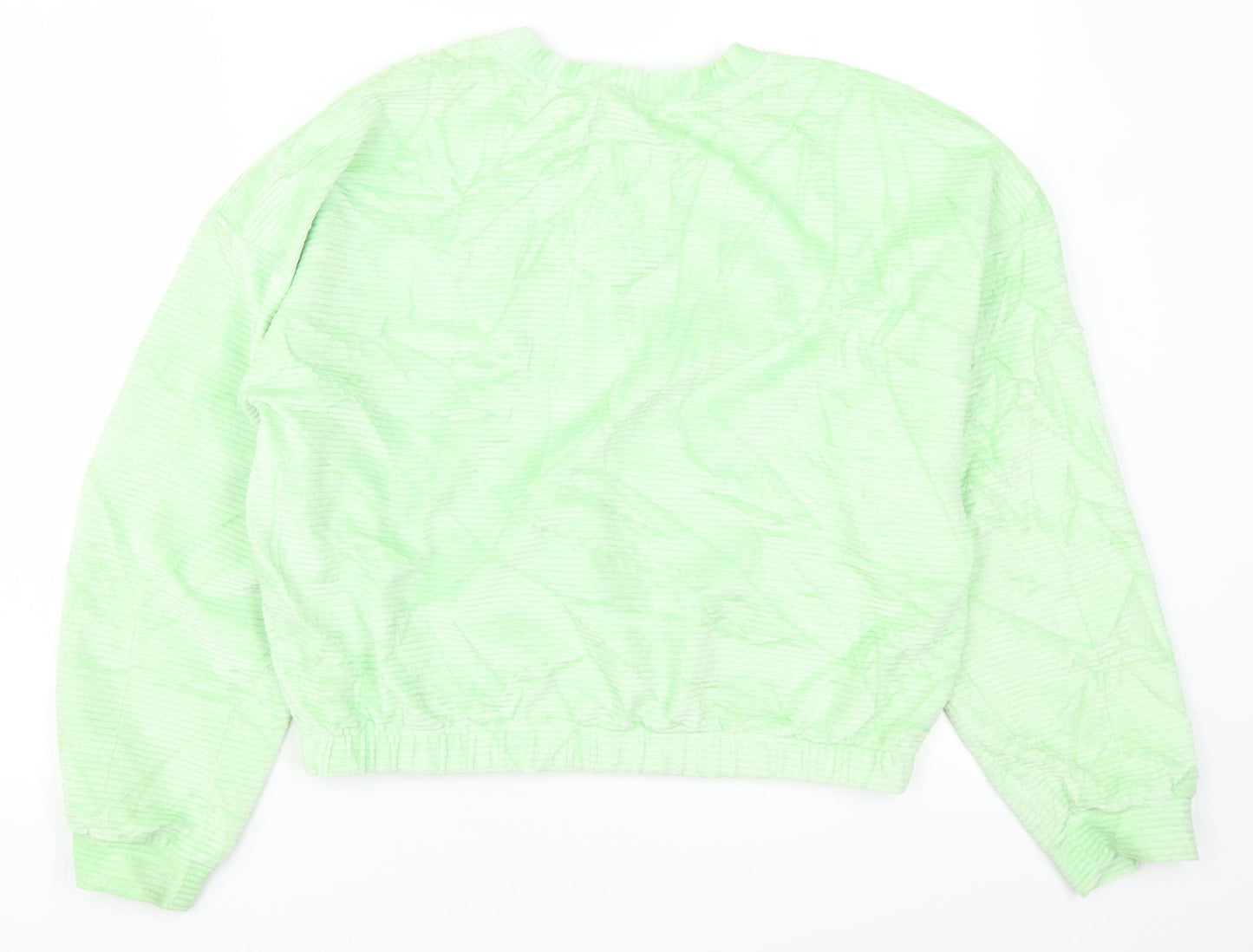 H&M Womens Green  Corduroy Pullover Sweatshirt Size M
