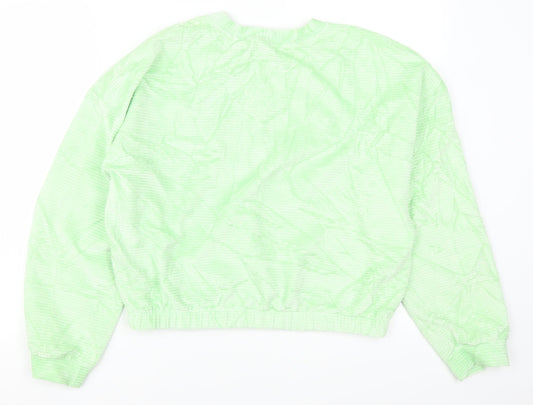 H&M Womens Green  Corduroy Pullover Sweatshirt Size M