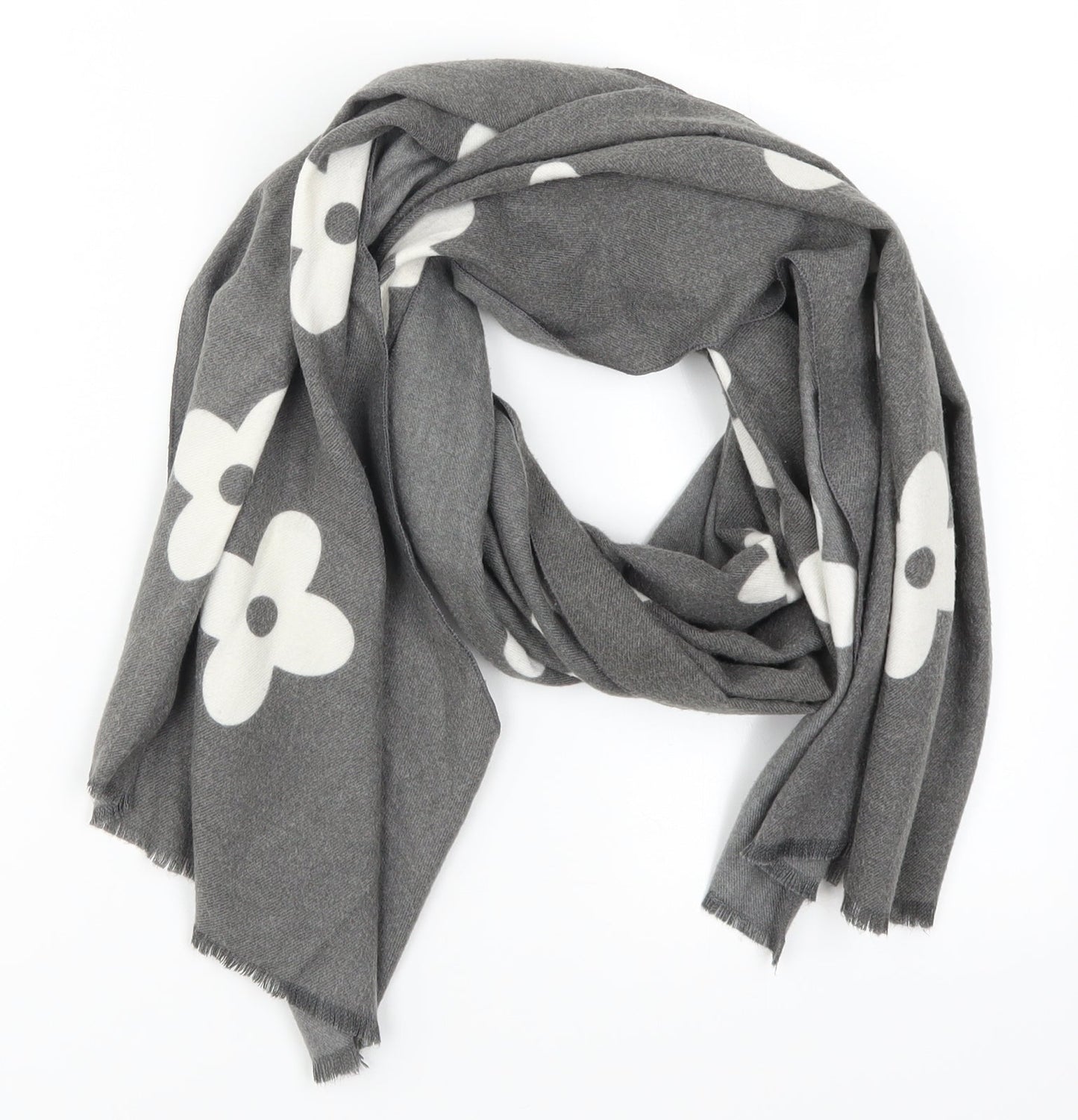 Preworn Womens Grey Floral   Scarf