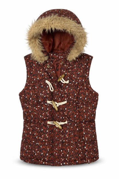George Womens Brown Animal Print  Gilet Coat Size 8