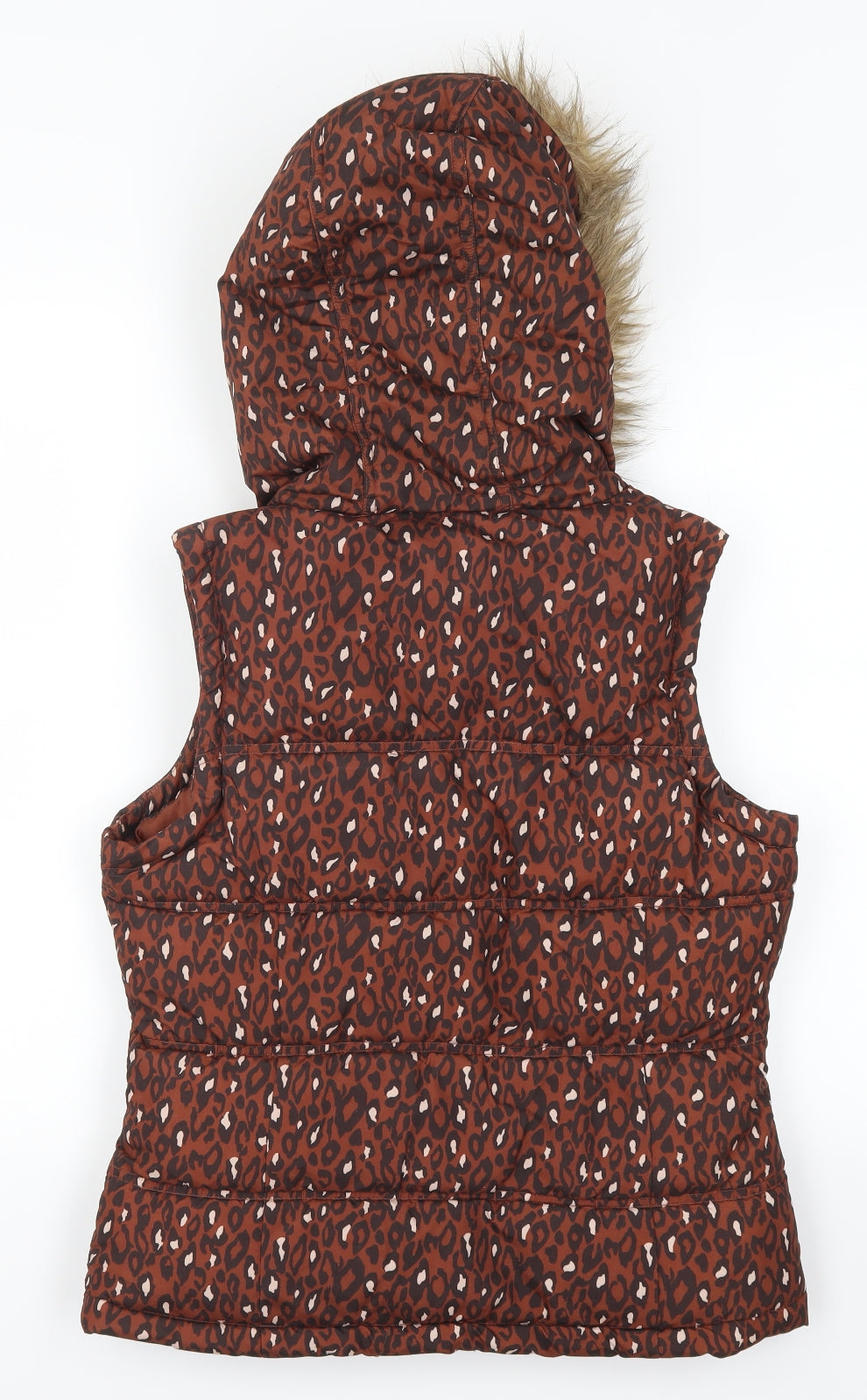 George Womens Brown Animal Print  Gilet Coat Size 8