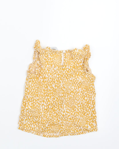 Primark Girls Yellow Geometric  Basic T-Shirt Size 2-3 Years