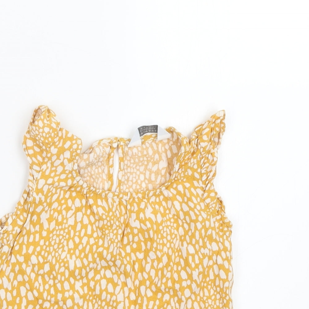 Primark Girls Yellow Geometric  Basic T-Shirt Size 2-3 Years