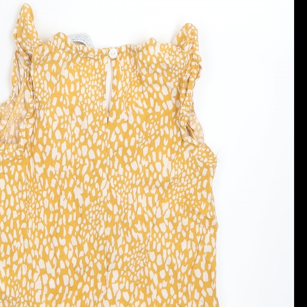 Primark Girls Yellow Geometric  Basic T-Shirt Size 2-3 Years