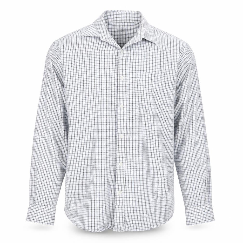EWM Mens Blue Check   Button-Up Size M