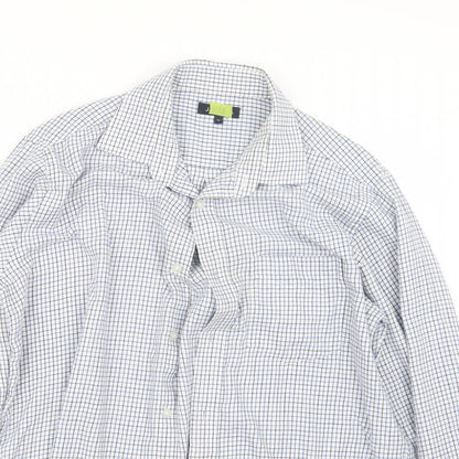 EWM Mens Blue Check   Button-Up Size M