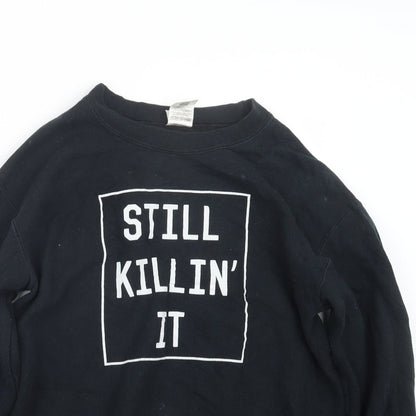 Gildan Mens Black   Pullover Jumper Size S