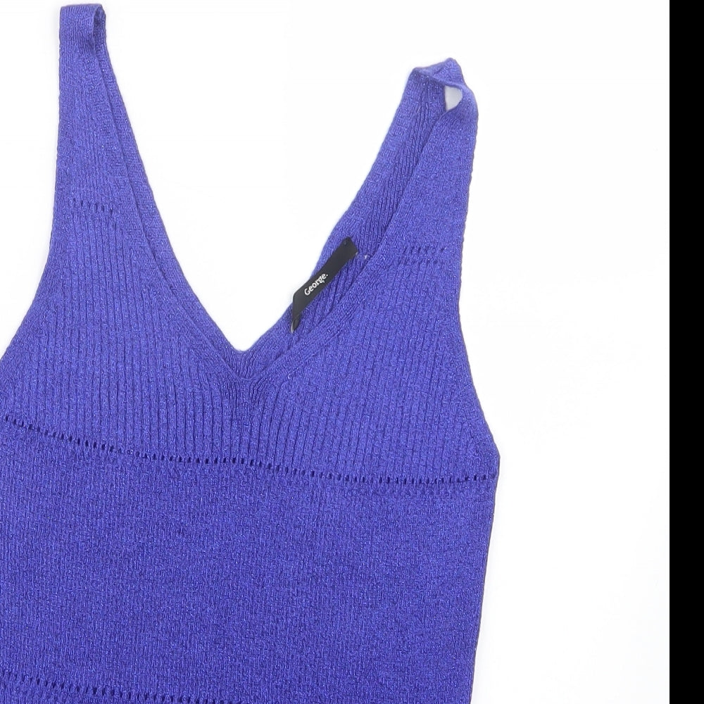 George Womens Blue  Knit Pullover Jumper Size 12