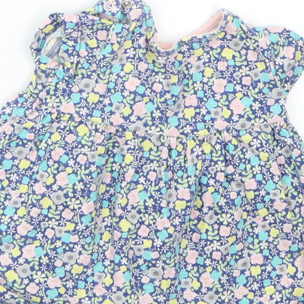 F&F Girls Blue Fair Isle  Basic T-Shirt Size 3-6 Months