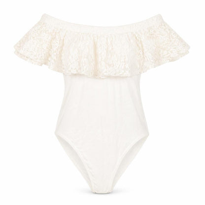 Womens Ivory  Jersey Bodysuit One-Piece Size 6
