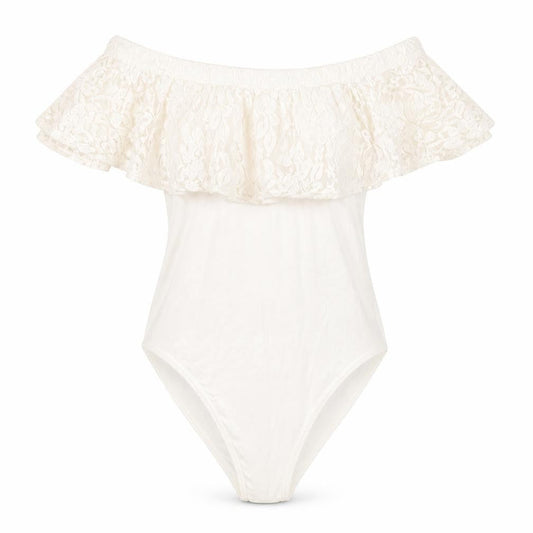 Womens Ivory  Jersey Bodysuit One-Piece Size 6