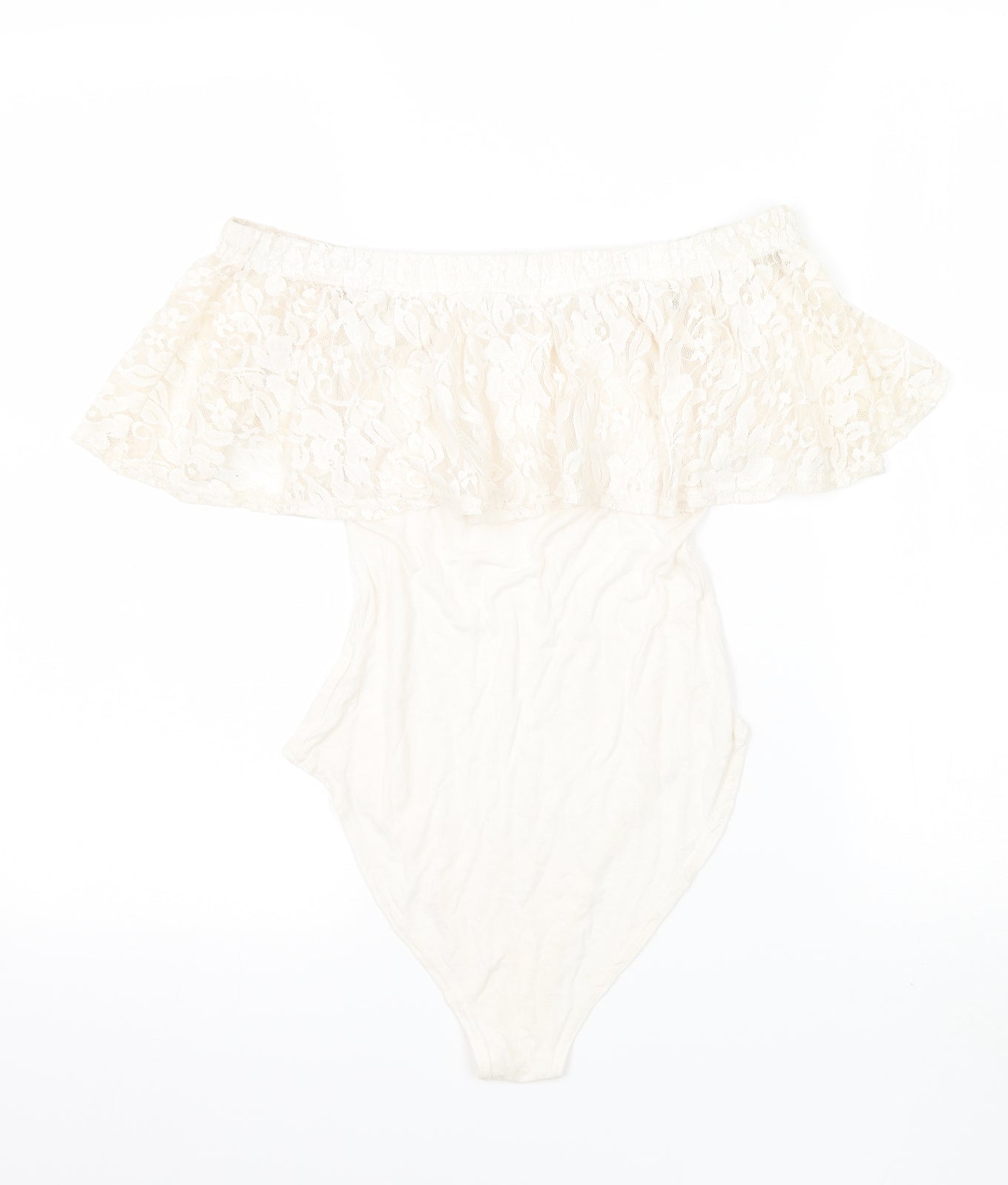 Womens UK Size 6 Preworn One-Piece Ivory Bodysuit