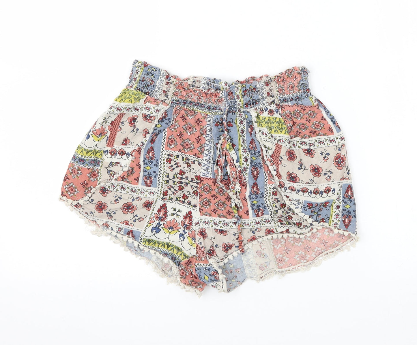 Primark Womens Multicoloured Geometric Jersey Hot Pants Shorts Size 6