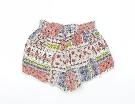 Primark Womens Multicoloured Geometric Jersey Hot Pants Shorts Size 6