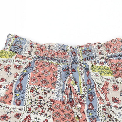 Primark Womens Multicoloured Geometric Jersey Hot Pants Shorts Size 6