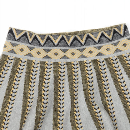 Flammode Girls Grey Geometric Knit Flare Skirt Size M