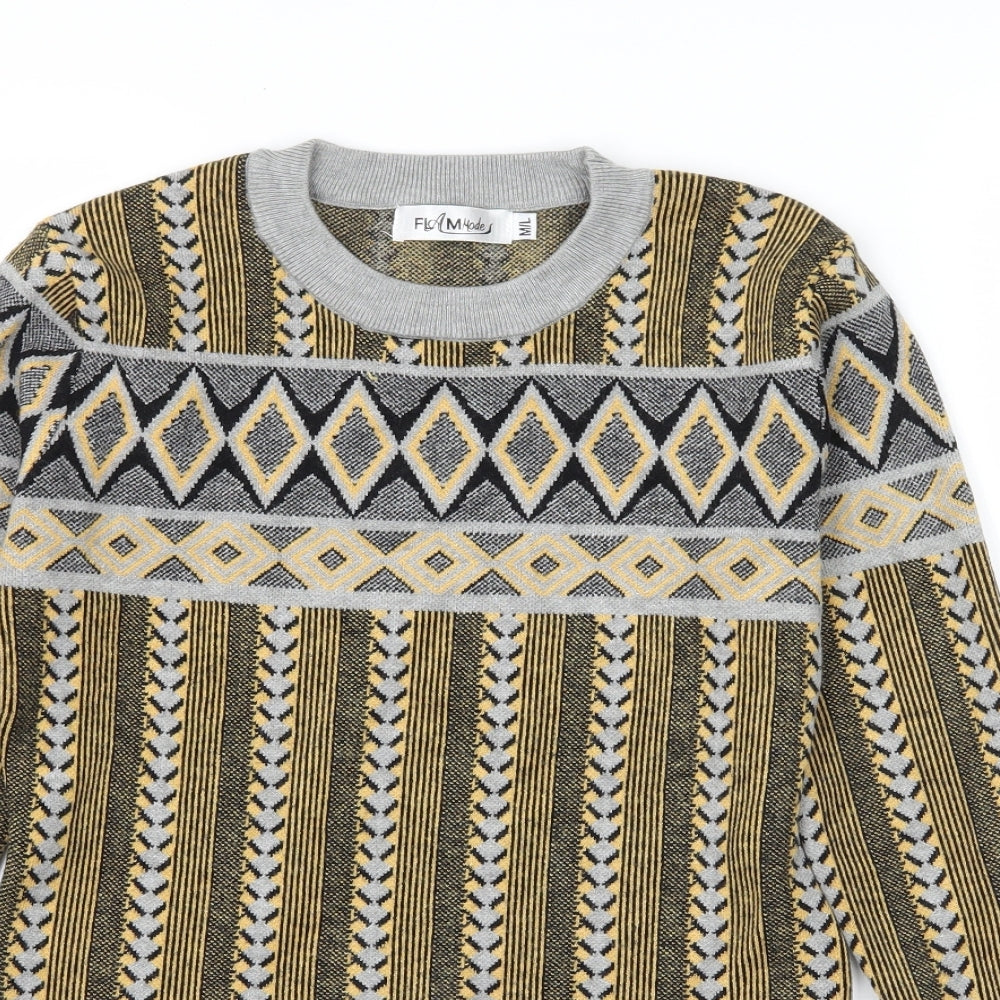 Flammode Girls Multicoloured Geometric Jersey Pullover Sweatshirt Size M