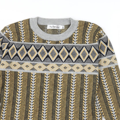 Flammode Girls Multicoloured Geometric Jersey Pullover Sweatshirt Size M