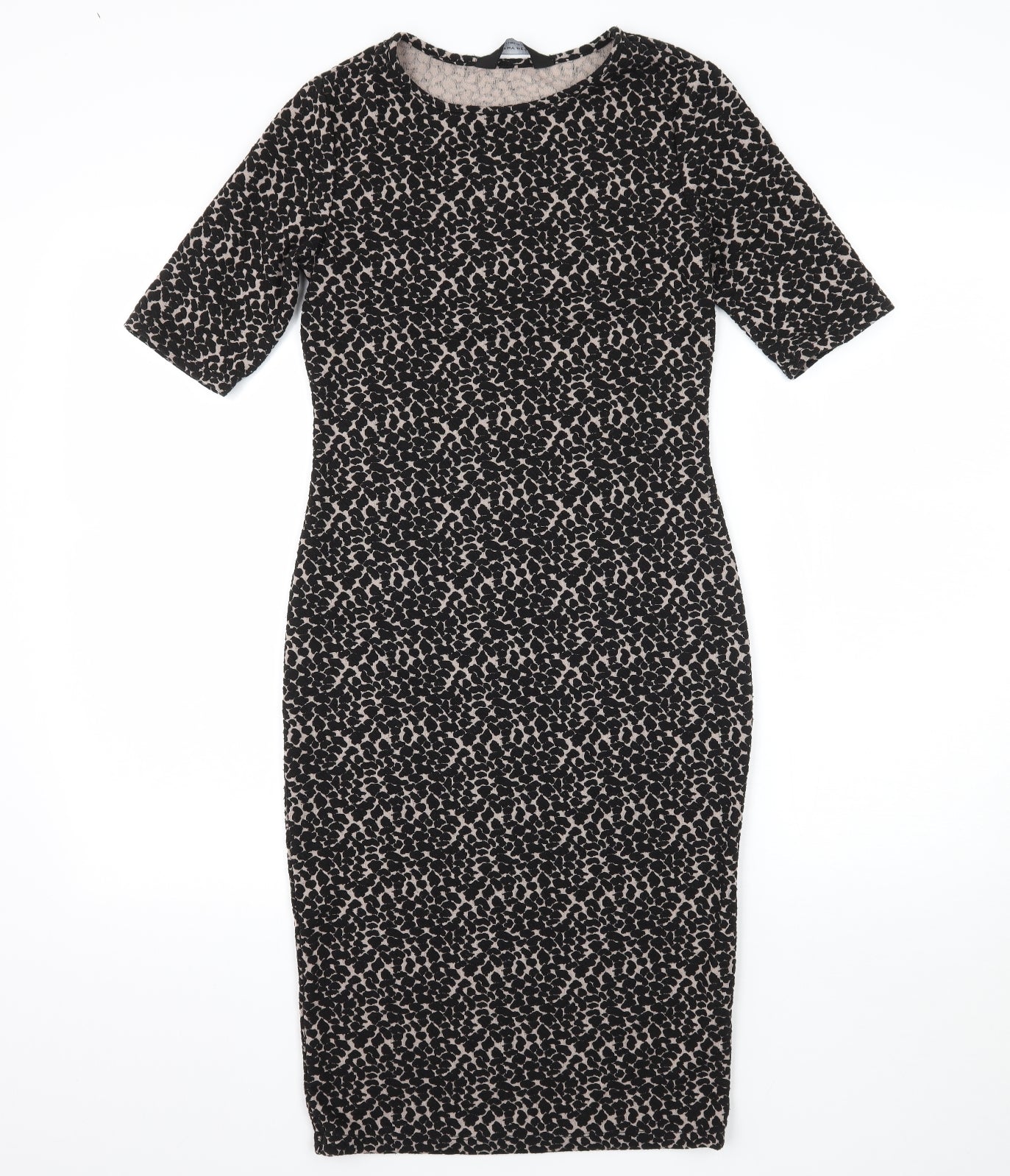 Dorothy Perkins Womens Black Animal Print Jacquard Pencil Dress  Size 6