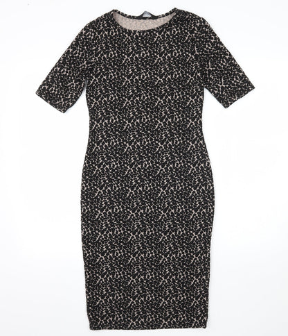 Dorothy Perkins Womens Black Animal Print Jacquard Pencil Dress  Size 6