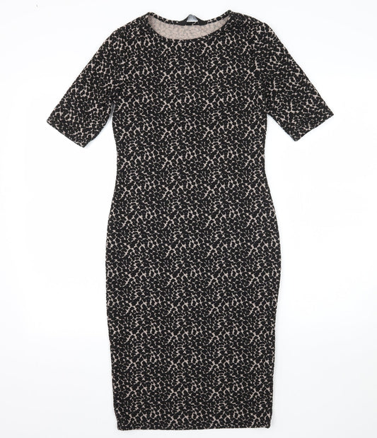 Dorothy Perkins Womens Black Animal Print Jacquard Pencil Dress  Size 6