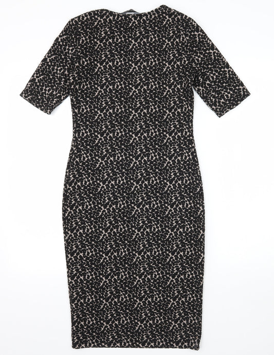 Dorothy Perkins Womens Black Animal Print Jacquard Pencil Dress  Size 6
