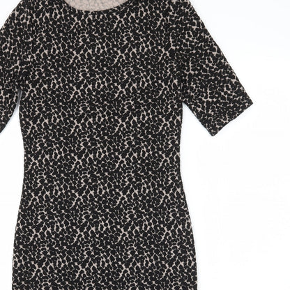 Dorothy Perkins Womens Black Animal Print Jacquard Pencil Dress  Size 6