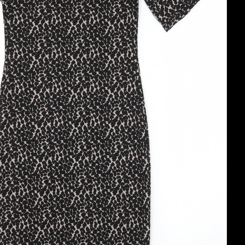 Dorothy Perkins Womens Black Animal Print Jacquard Pencil Dress  Size 6