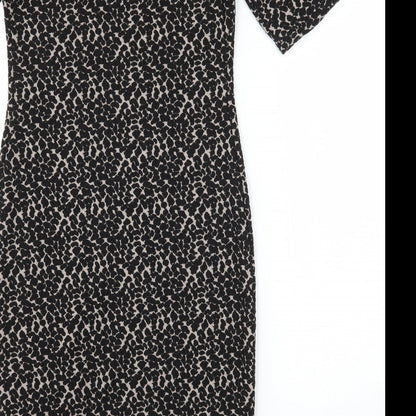 Dorothy Perkins Womens Black Animal Print Jacquard Pencil Dress  Size 6