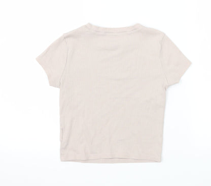 H&M Girls Beige  Jersey Basic T-Shirt Size 9-10 Years
