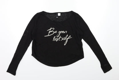 Womens UK Size XS H&M Black Pullover Jumper