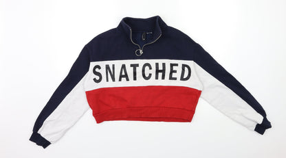 H&M Womens Blue Striped  Pullover Sweatshirt Size S