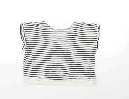 Miss Selfridge Womens Blue Striped  Basic T-Shirt Size 6