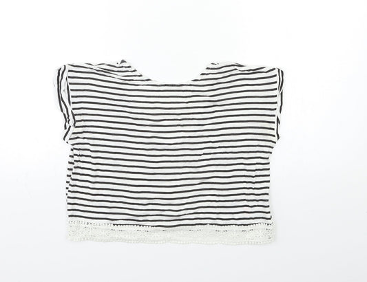 Miss Selfridge Womens Blue Striped  Basic T-Shirt Size 6